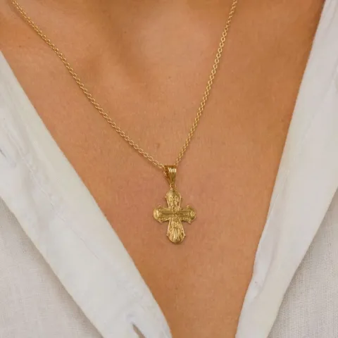 15 x 27 mm dagmarkruis ketting in verguld sterlingzilver met hanger in verguld sterlingzilver