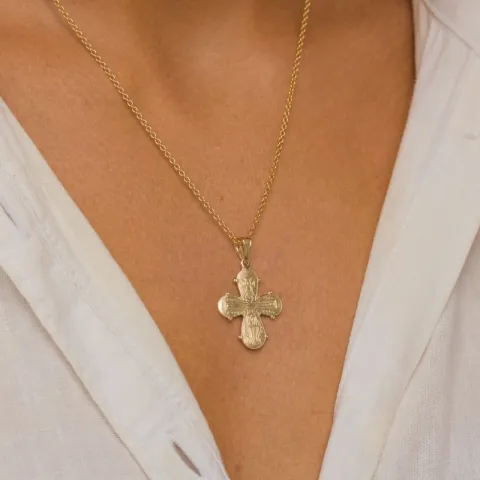 dagmarkruis ketting in verguld sterlingzilver met hanger in 8 karaat goud