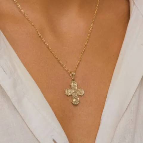 dagmarkruis ketting in verguld sterlingzilver met hanger in 8 karaat goud