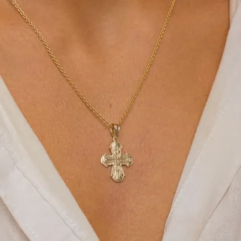 dagmarkruis ketting in verguld sterlingzilver met hanger in 8 karaat goud