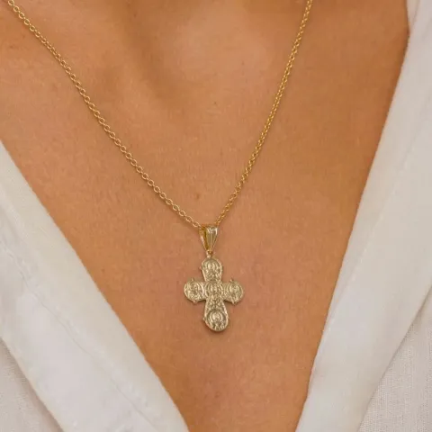 dagmarkruis ketting in verguld sterlingzilver met hanger in 8 karaat goud