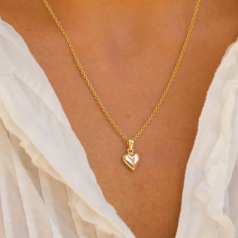 hart ketting in verguld sterlingzilver met hanger in 14 karaat goud