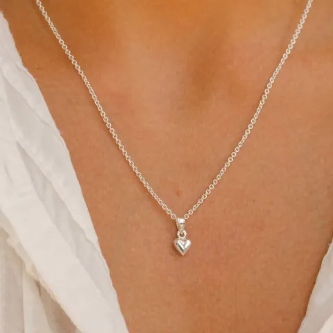 hart ketting in zilver met hanger in zilver