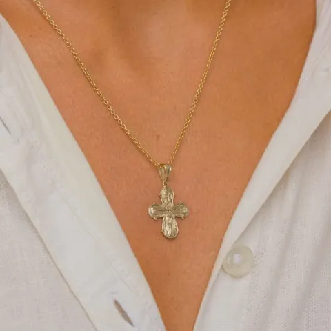dagmarkruis ketting in verguld sterlingzilver met hanger in 8 karaat goud