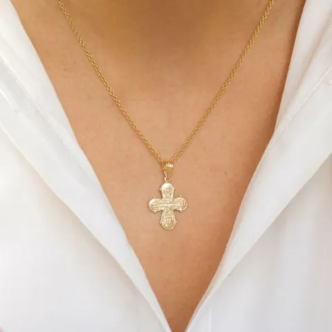 dagmarkruis ketting in verguld sterlingzilver met hanger in 14 karaat goud