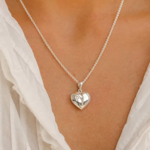 hart ketting in zilver met hanger in zilver