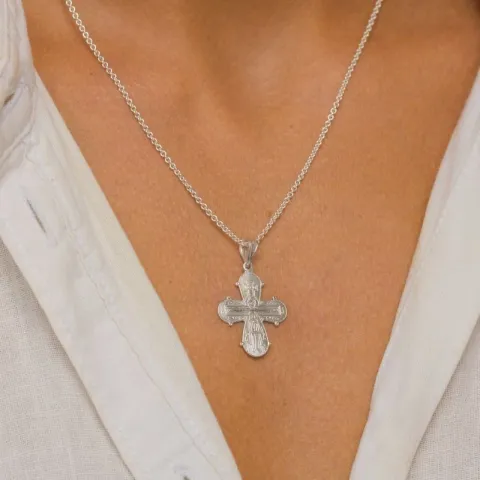 18 x 30 mm dagmarkruis ketting in zilver met hanger in zilver