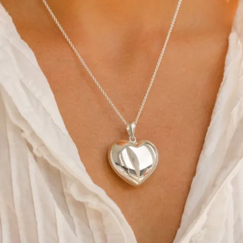 hart ketting in zilver met hanger in zilver