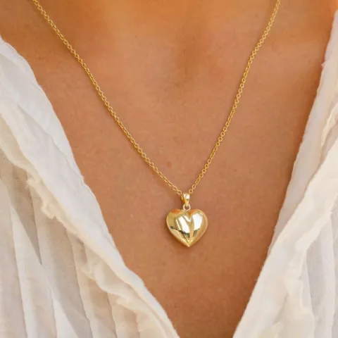 hart ketting in verguld sterlingzilver met hanger in 8 karaat goud