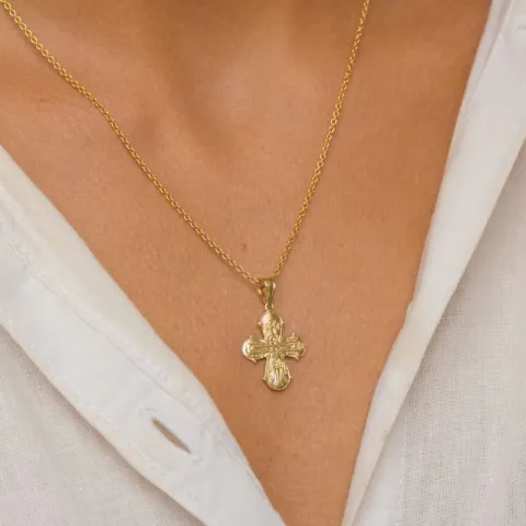 dagmarkruis ketting in verguld sterlingzilver met hanger in 8 karaat goud