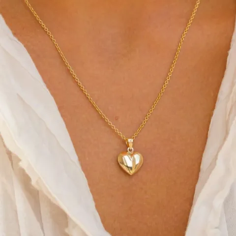 hart ketting in verguld sterlingzilver met hanger in 8 karaat goud