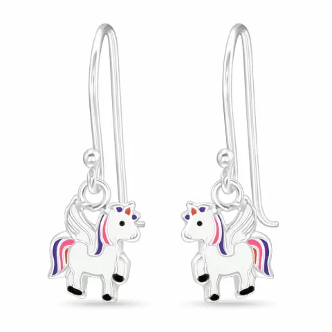 lange eenhoorn oorbellen in zilver