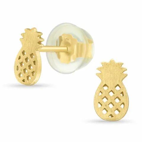 ananas oorsteker in verguld zilver