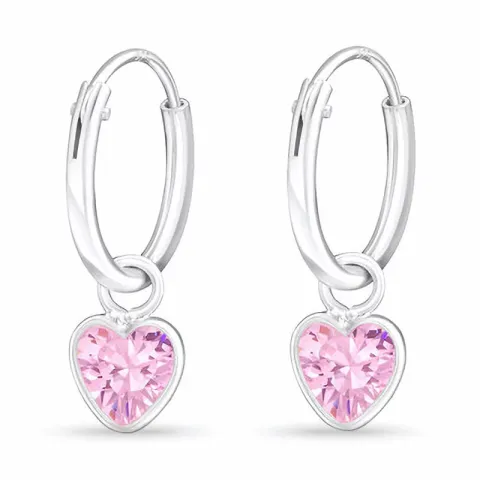 12 mm hart roze kristal creool in zilver