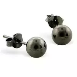 6 mm oorbellen in zwart gerhodineerd zilver