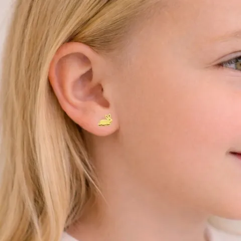 konijn oorbellen in verguld sterlingzilver - Little Ones