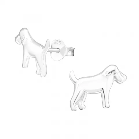 Glanzende  honden oorbellen in zilver