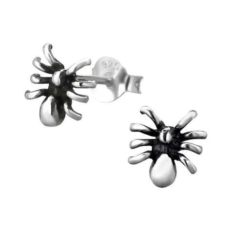 spin oorbellen in geoxideerd sterlingzilver