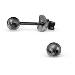 3 mm bolletje oorbellen in zwart gerhodineerd zilver