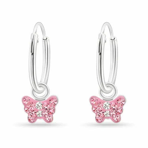 12 mm vlinder roze creool in zilver
