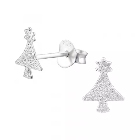 Kerstboom oorsteker in zilver