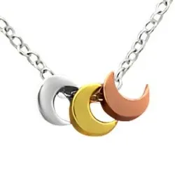 Maan ketting in zilver met hanger in zilver, verguld zilver, roze zilver