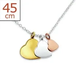 Hart ketting in zilver met hanger in zilver, verguld zilver, roze zilver