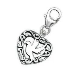 Hart bedeltjes hanger in geoxideerd sterlingzilver