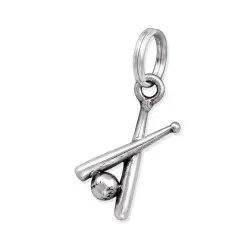 Baseball knuppel bedeltje in geoxideerd sterlingzilver