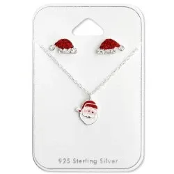 Kerstmis set met oorbellen en ketting in zilver