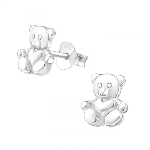 teddybeer oorsteker in zilver