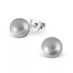 6 mm grijs parel oorbellen in zilver