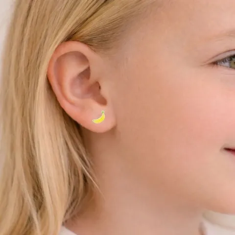 banane geel oorbellen in zilver - Little Ones