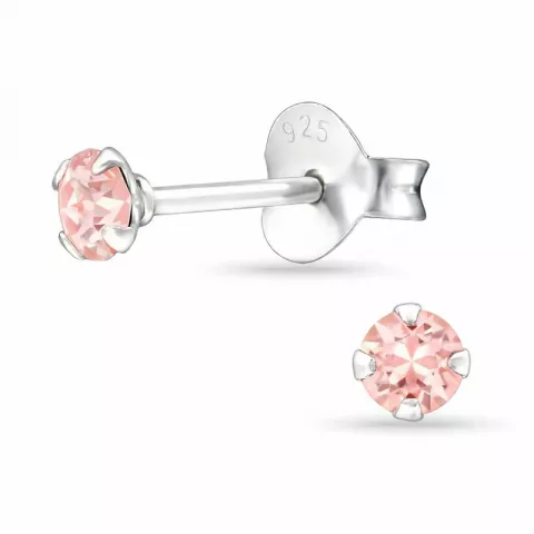 3 mm roze oorbellen in zilver