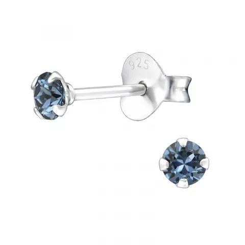 3 mm blauwe oorsteker in zilver