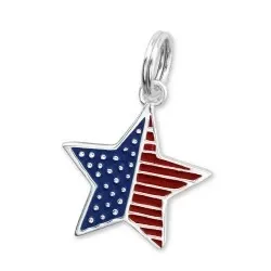 Amerikaanse vlag bedeltjes hanger in zilver