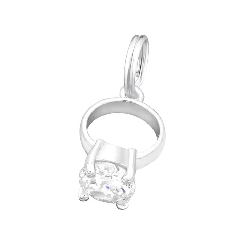 Diamant ring bedeltjes hanger in zilver