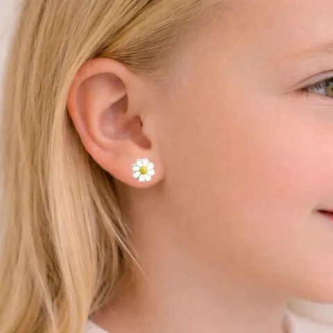 8 mm margriet oorsteker in zilver - Little Ones