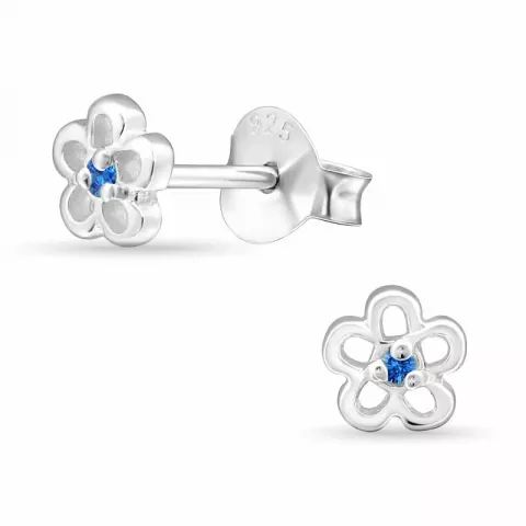 Blauwe bloem oorbellen in zilver