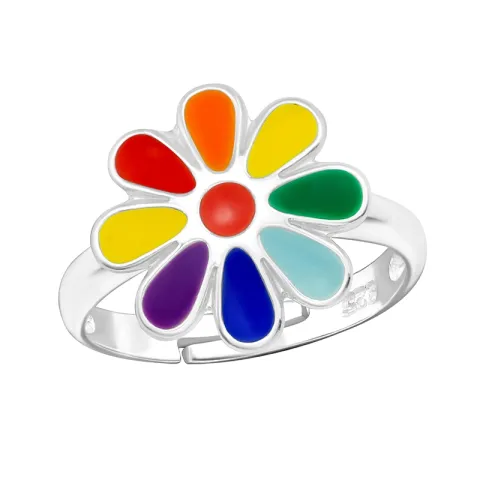 Bloem kinder ring in zilver