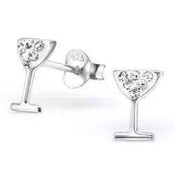 Martini glas oorbellen in zilver