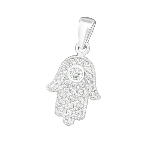 Hamsa hand zirkoon hanger in zilver