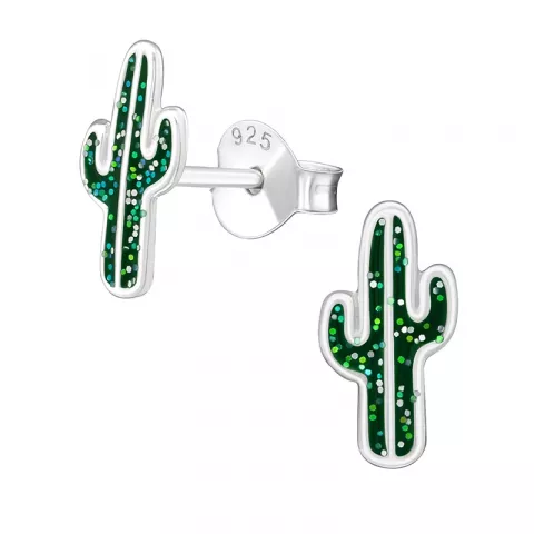 cactus oorsteker in zilver