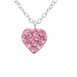 hart roze hanger met ketting in zilver