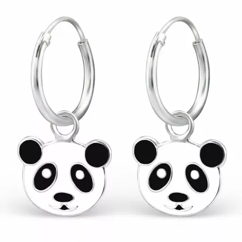 12 mm panda creooloorbellen in zilver