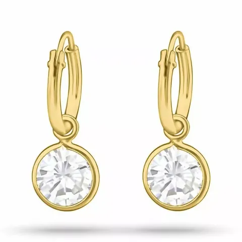 10 mm rond kristal creool in verguld sterlingzilver