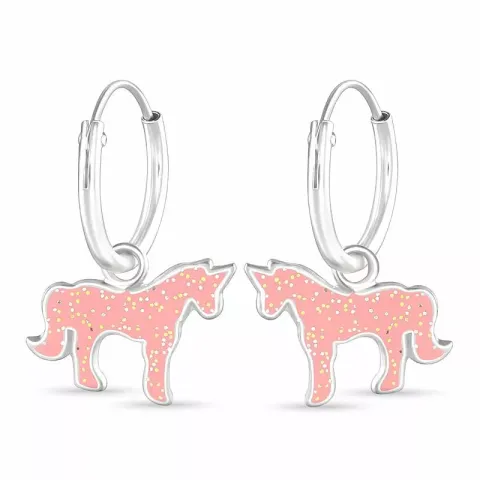 eenhoorn roze creool in zilver