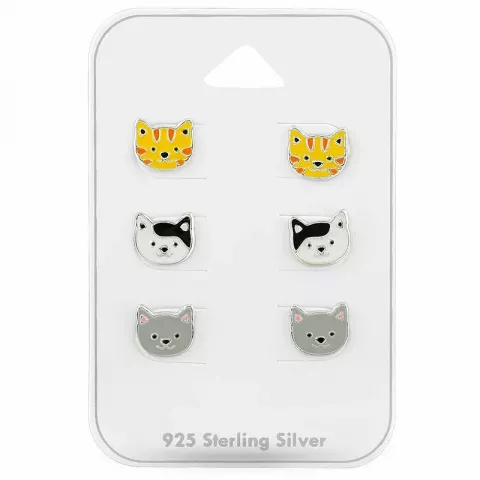 katten oorbellen voor kinderen in zilver