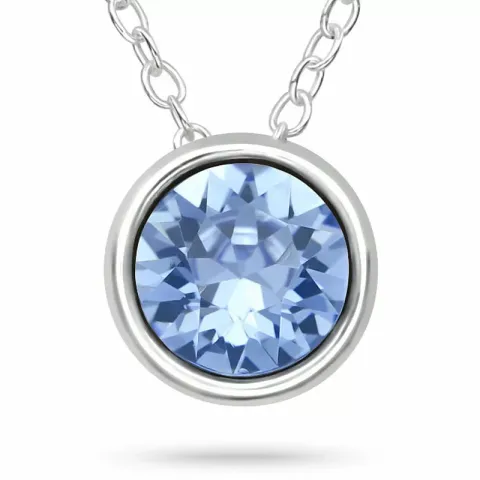 Rond kristal ketting in zilver met hanger in zilver