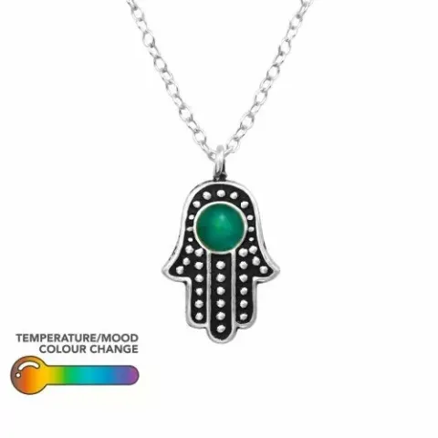 stemming hamsa hand ketting in zilver met hanger in zilver